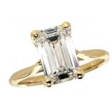 14kt Gold Emerald Cut 3.20 ct VS Lab Diamond Ring
