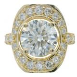 14kt Gold 4.14 ct Round VS Lab Diamond Ring