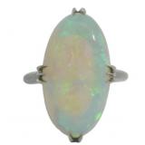 Platinum 4.12 ct Natural Opal Solitaire Ring