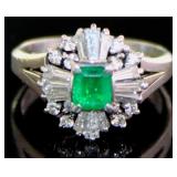 Platinum 1.15 ct Natural Emerald & VS Diamond Ring