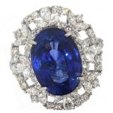18k Gold 9.65 ct Oval Sapphire & Diamond Ring
