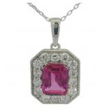 Step Cut 3.25 ct Pink Sapphire & Diamond Necklace