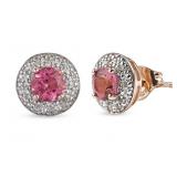 Genuine 2.00 ct Pink Topaz & Zircon Earrings