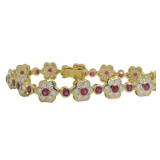 Elegant 15.36 ct Ruby & Diamond Bracelet
