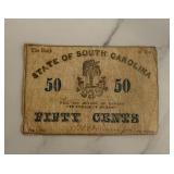 1863 50 Cent State of South Carolina Treasyry Note
