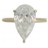 14kt Gold 4.01 ct Pear Lab Diamond Solitaire Ring