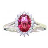 Oval 1.25 ct Ruby & Diamond Halo Ring