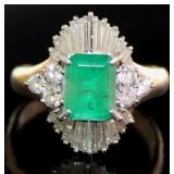 Platinum 3.13 ct Natural Emerald & VS Diamond Ring