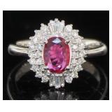 GIA Platinum 1.37 ct Brilliant Ruby & Diamond Ring