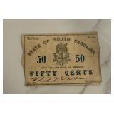 1862 50 Cent State of South Carolina Note