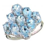 Genuine 3.30 ct Blue Topaz Waterfall Ring
