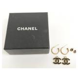 Chanel Coco Rhinestone Gold Earrings