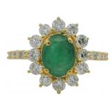 Natural 2.16 ct Oval Emerald & Lab Diamond Ring