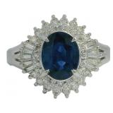 Platinum 1.87ct Natural Sapphire & VS Diamond Ring