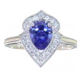 Pear Cut 1.25 ct Tanzanite & Diamond Ring