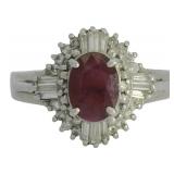 Platinum 1.69 ct Natural Ruby & Diamond Ring