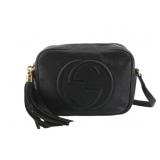 GUCCI GG Black Leather Tassel Shoulder Bag