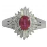 Platinum 4/5 Natural Ruby & VS Diamond Ring