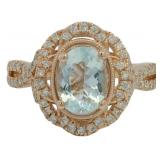 14k Gold 1.44 ct Natural Aquamarine & Diamond Ring