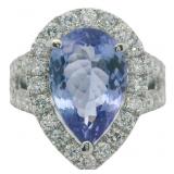 14kt Gold 5.45 ct GIA Tanzanite & Lab Diamond Ring