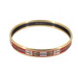 HERMES Red & Gold Emaille Bangle Bracelet