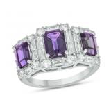 Alexandrite & Diamond Past Present Future Ring