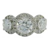 14k Gold Brilliant 2.71 ct VS Lab Diamond Ring