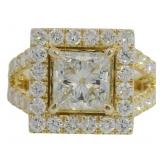 14kt Gold 3.35 ct Princess Cut VS Lab Diamond Ring