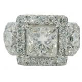 14kt Gold 3.81 ct Princess Cut Lab Diamond Ring
