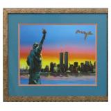 Liberty & Towers Framed Giclee by Peter Max