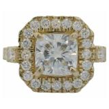 14kt Gold 3.14 ct Cushion Cut Lab Diamond Ring