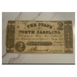 1867 $2 State of North Carolina Treasury Note