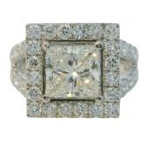 14kt Gold 3.35 ct Princess Cut VS Lab Diamond Ring