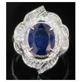 Platinum 4.94 ct Brilliant Sapphire & Diamond Ring