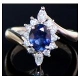Platinum 1.41 ct Natural Sapphire & Diamond Ring