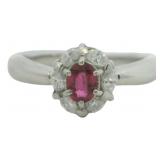 Platinum 1/2 ct Natural Ruby & Diamond Ring