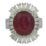 14k Gold 12.27 ct Oval Ruby & Diamond Ring