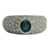 Platinum 1.67 ct Bezel Set Sapphire & Diamond Ring