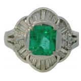 Platinum 1.58 ct Natural Emerald & VS Diamond Ring
