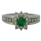 Platinum .96 ct Natural Emerald & Diamond Ring