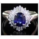 Platinum 1.72ct Natural Sapphire & VS Diamond Ring
