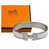 Hermes Clic-Clac H Silver Enamel Bracelet