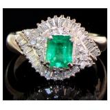Platinum 1.39 ct Natural Emerald & Diamond Ring