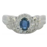 Platinum 4/5 ct Natural Sapphire & Diamond Ring