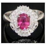 Platinum 2.77 ct GIA Ruby & Diamond Ring