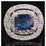 14kt Gold 6.14 ct GIA Sapphire & Diamond Ring