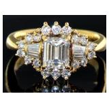18kt Gold Natural 1.66 ct Emerald Cut Diamond Ring