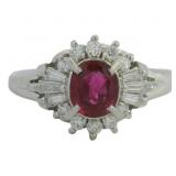 Platinum 1.02 ct Natural Ruby & VS Diamond Ring