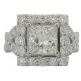 14kt Gold 3.82 ct Princess Cut Lab Diamond Ring