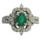 Platinum 1.12 ct Natural Emerald & Diamond Ring